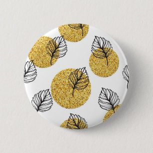 Leaves pattern 6 cm round badge