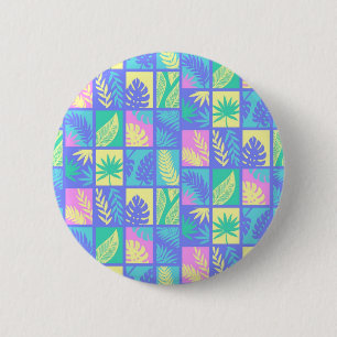 Leaves pattern 6 cm round badge