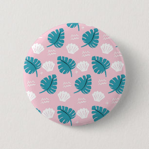 Leaves pattern 6 cm round badge