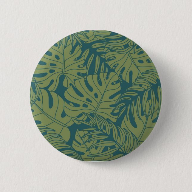 Leaves pattern 6 cm round badge (Front)