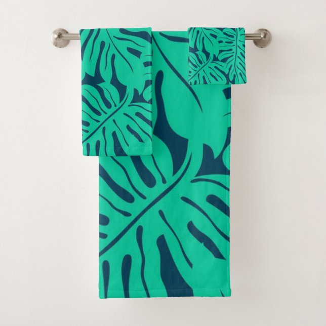 Leaves pattern bath towel set (Insitu)