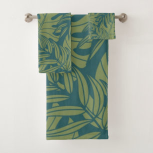 Leaves pattern bath towel set