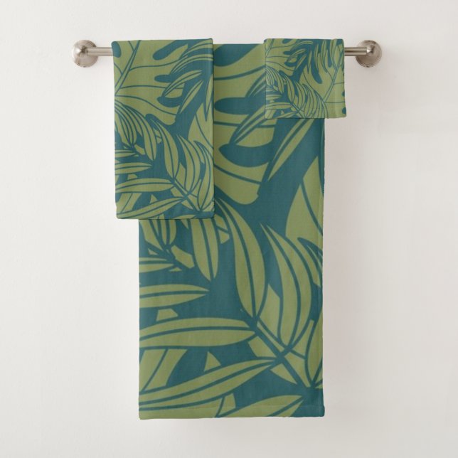 Leaves pattern bath towel set (Insitu)