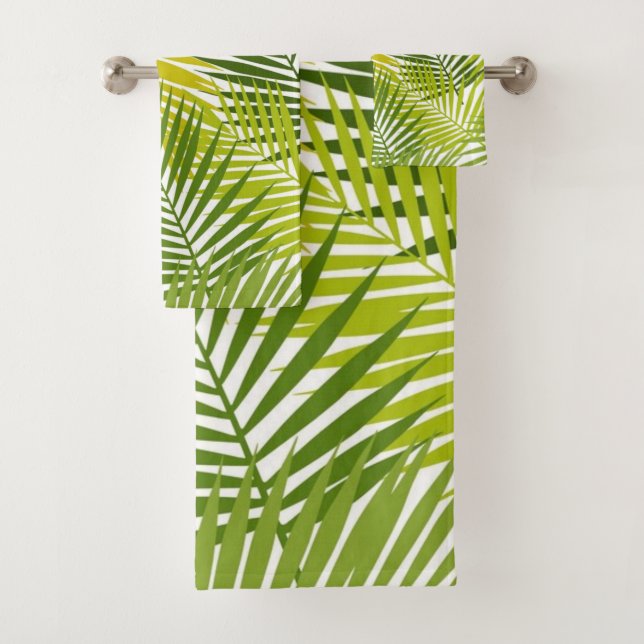 Leaves pattern bath towel set (Insitu)