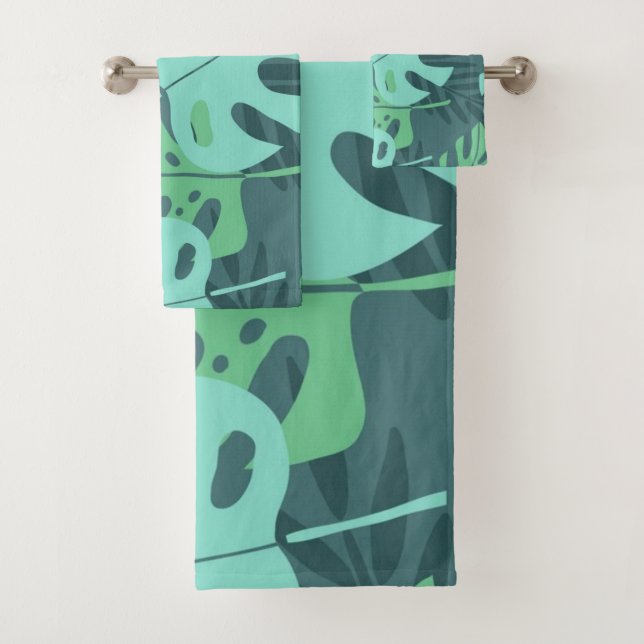 Leaves pattern bath towel set (Insitu)