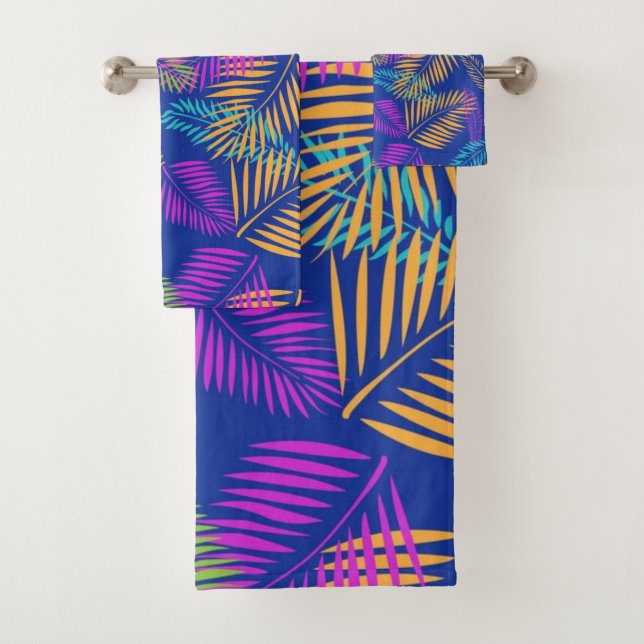 Leaves pattern bath towel set (Insitu)