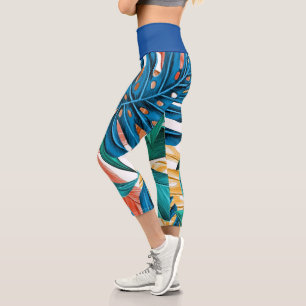 Leaves Pattern Capri Leggings