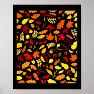 Leaves Pattern Fall Design Acorns Wheat  Poster
