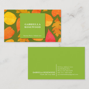 Leaves Pattern Green Square Nature Colour Business Card