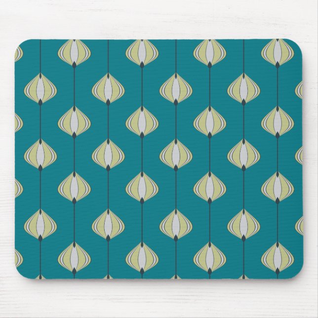 Leaves pattern in blue mouse pad (Front)