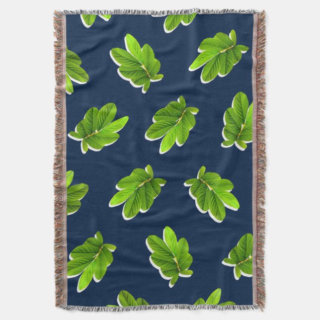 Leaves Pattern of the Tropics Throw Blanket (Front Vertical)