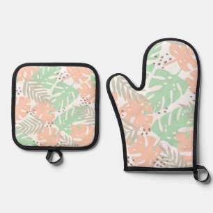 Leaves pattern oven mitt & pot holder set