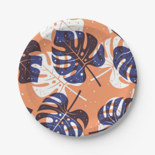 Leaves pattern paper plate