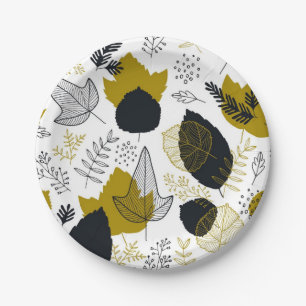Leaves pattern paper plate