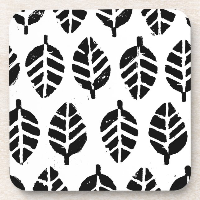 Leaves Pattern Potato Print Coaster (Front)