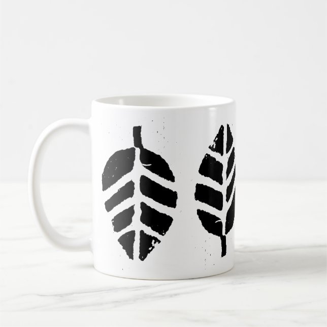 Leaves Pattern Potato Print Coffee Mug (Left)