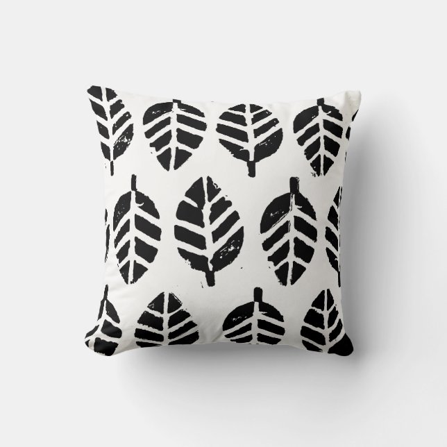Leaves Pattern Potato Print Cushion (Front)