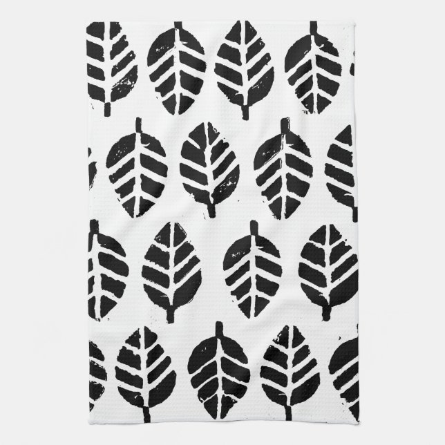 Leaves Pattern Potato Print Kitchen Towels (Vertical)