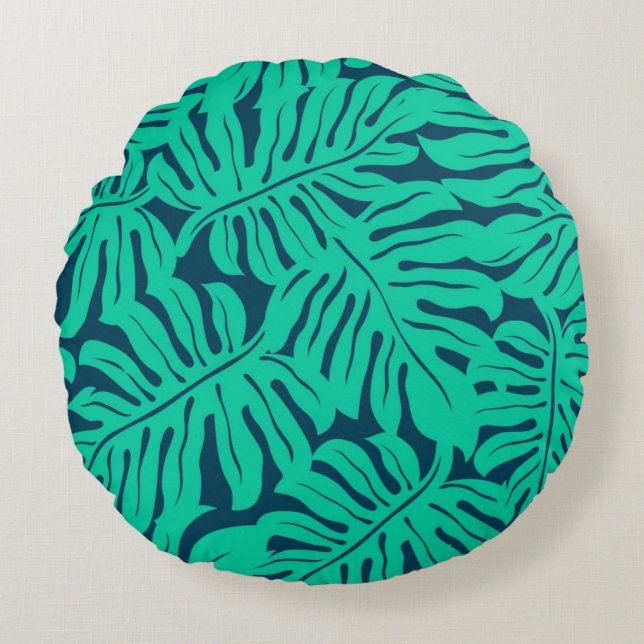 Leaves pattern round cushion (Front)