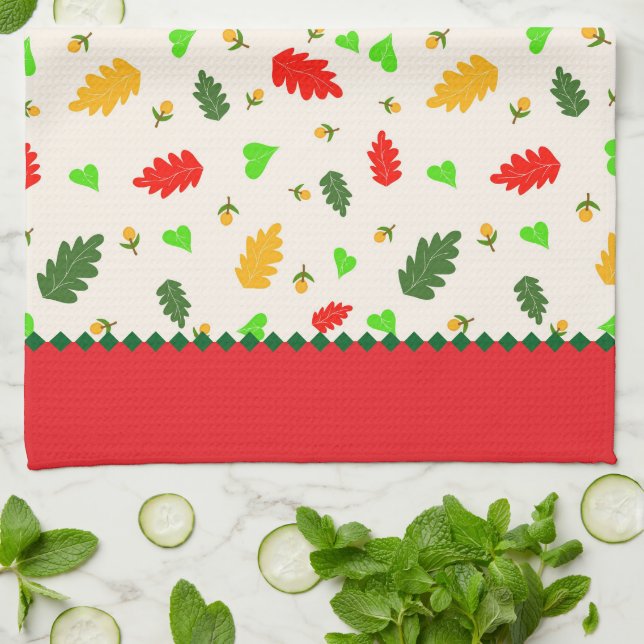 Leaves pattern tea towel (Folded)
