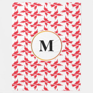 leaves patterned fleece blanket