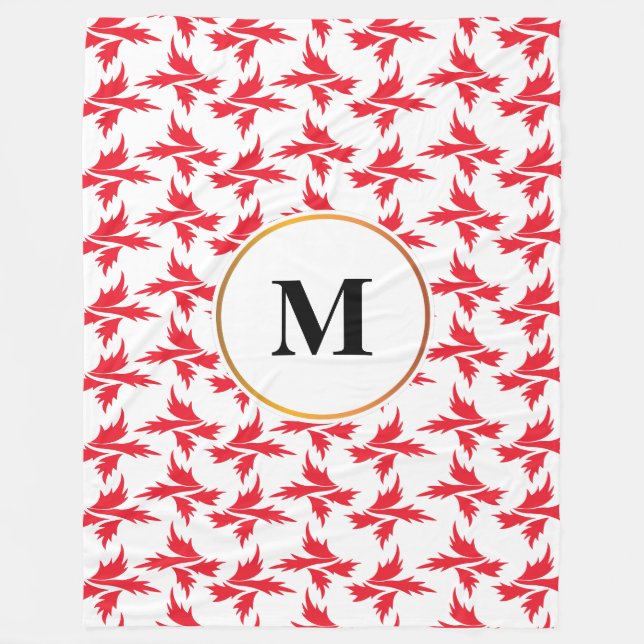 leaves patterned fleece blanket (Front)