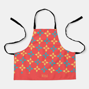 Leaves Peach Blue Minimal Pattern Apron
