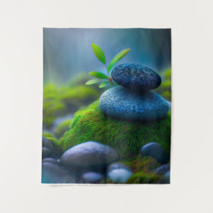 Leaves Pebbles Calm Tranquil Nature Peaceful River Tapestry