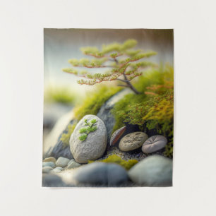 Leaves Pebbles Calm Tranquil Nature Peaceful River Tapestry