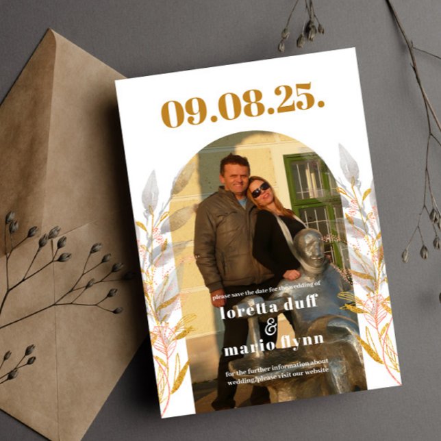 Leaves Photo Arch Save the date Invitation (Creator Uploaded)