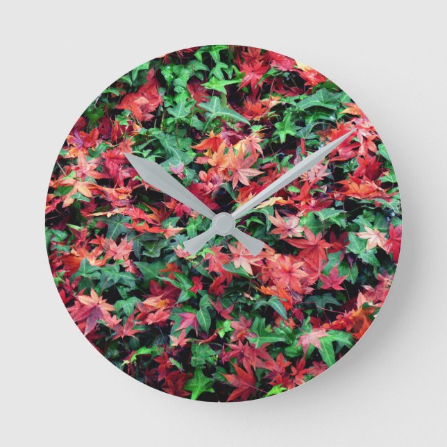 Leaves - Red and Green  Round Clock (Front)