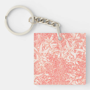 leaves red and white key ring