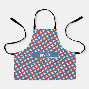 Leaves Red Blue Minimal Pattern Apron
