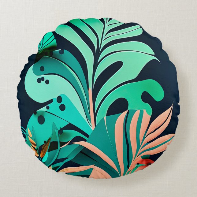 leaves round cushion (Front)