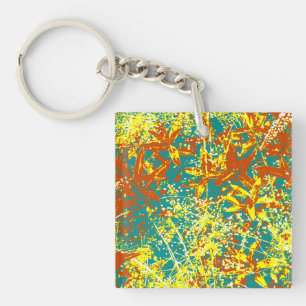 leaves rusty brown key ring