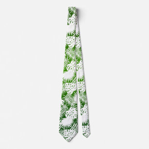 LEAVES SEAMLESS PATTERN GREEN WHITE TIE