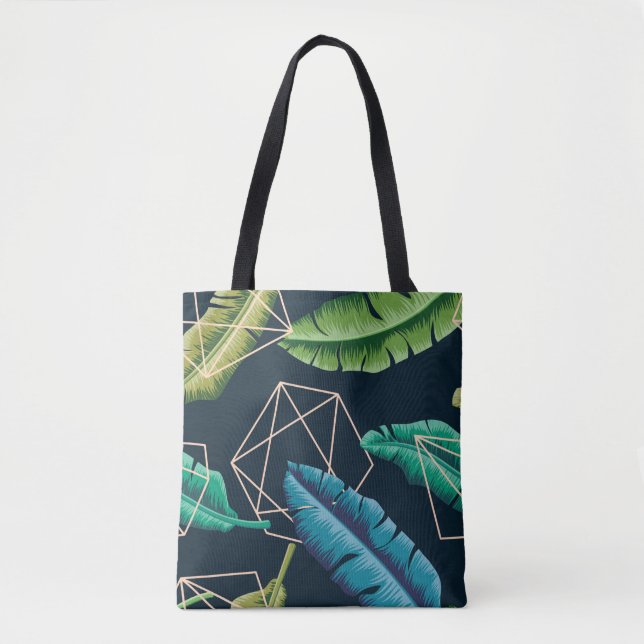 Leaves seamless pattern with abstract polygonal li tote bag (Front)