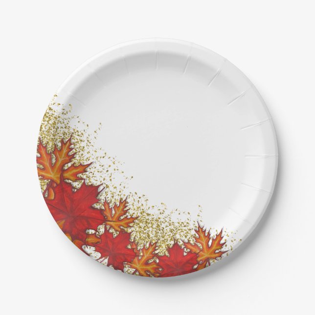 Leaves | Thanksgiving Dinner Party Paper Plate (Front)