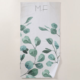 Leaves Tree Eucalypt Watercolor Novelty Beach Beac Beach Towel