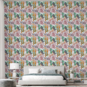 Leaves Turquoise Gold Blue Wallpaper