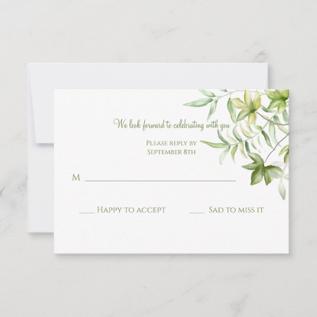Leaves Watercolor RSVP Invitation (Front)