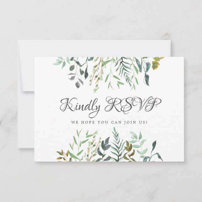 Leaves Wedding Reply with Song Request Meal Choice RSVP Card (Front)
