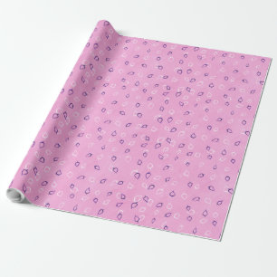 Leaves White Purple Outlines, Pink Wrapping Paper