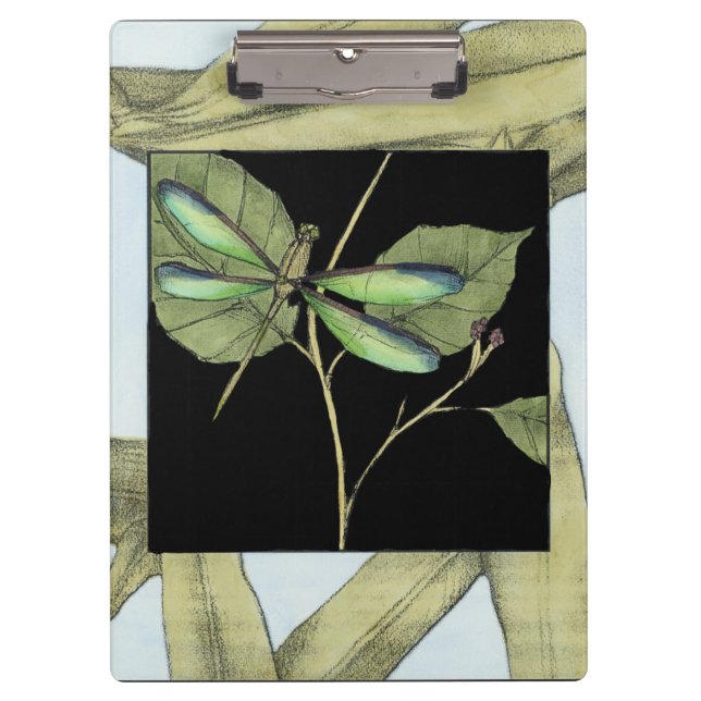 Leaves with Dragonfly Inset by Jennifer Goldberger Clipboard (Front)