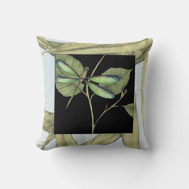 Leaves with Dragonfly Inset by Jennifer Goldberger Cushion (Front)