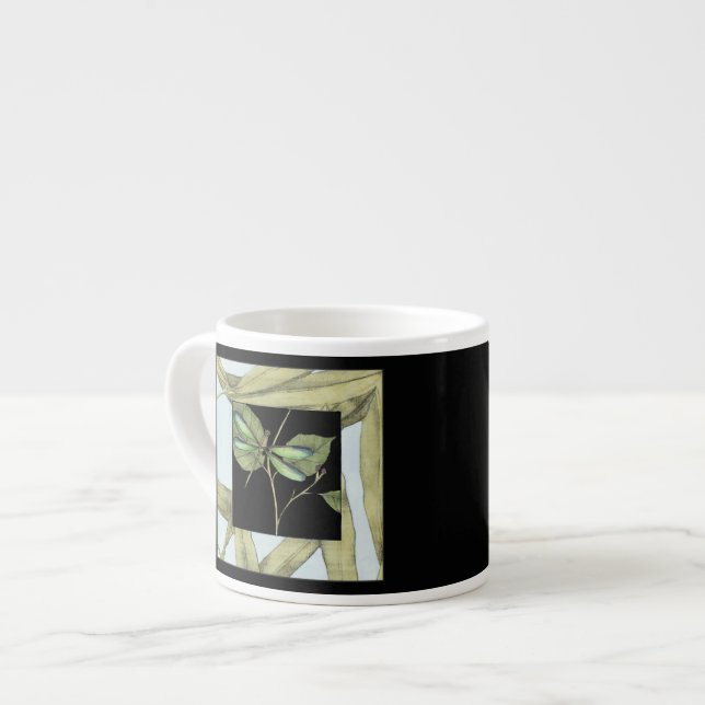 Leaves with Dragonfly Inset by Jennifer Goldberger Espresso Cup (Front Left)