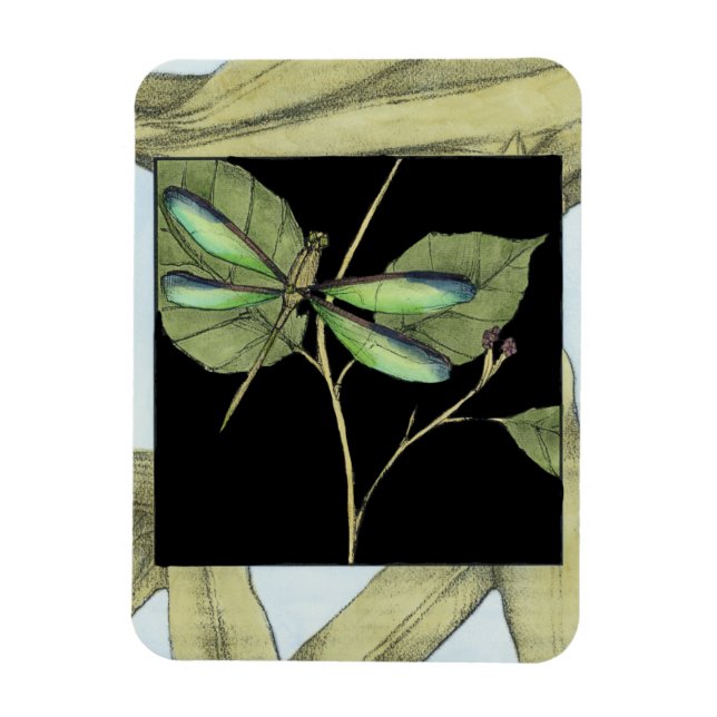 Leaves with Dragonfly Inset by Jennifer Goldberger Magnet (Vertical)