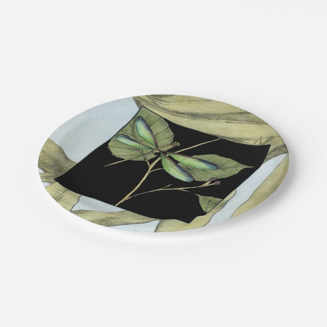 Leaves with Dragonfly Inset by Jennifer Goldberger Paper Plate (Angled)