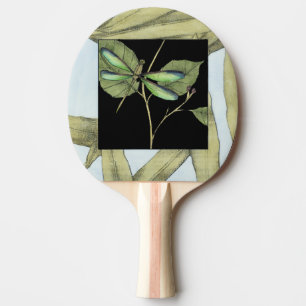 Leaves with Dragonfly Inset by Jennifer Goldberger Ping Pong Paddle
