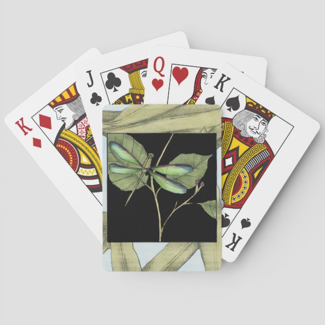 Leaves with Dragonfly Inset by Jennifer Goldberger Playing Cards (Back)